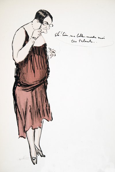 Transvestite in Red Dress with Pince-Nez, from White Bottoms, pub. 1927 by Sem